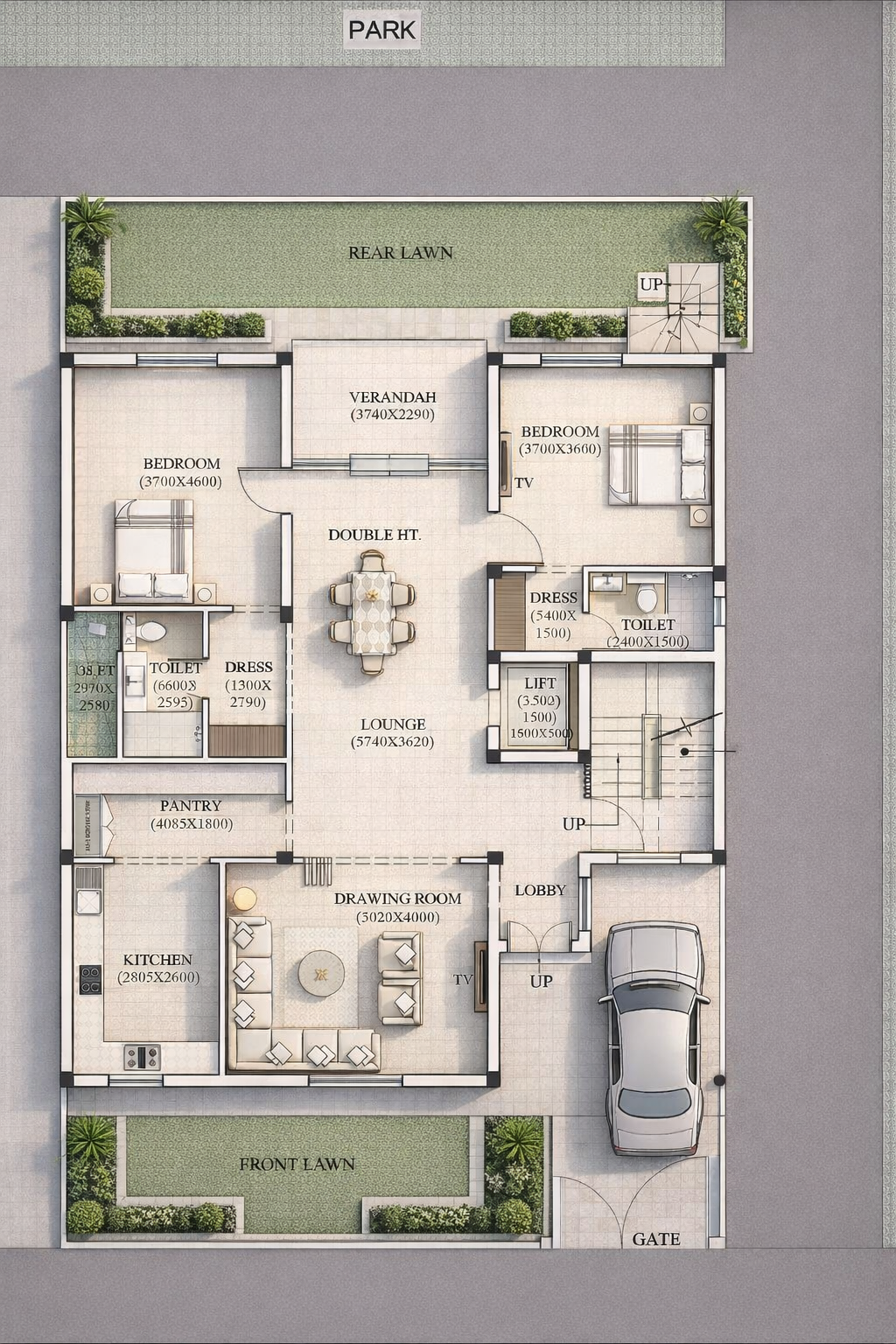 Compact ground floor plan